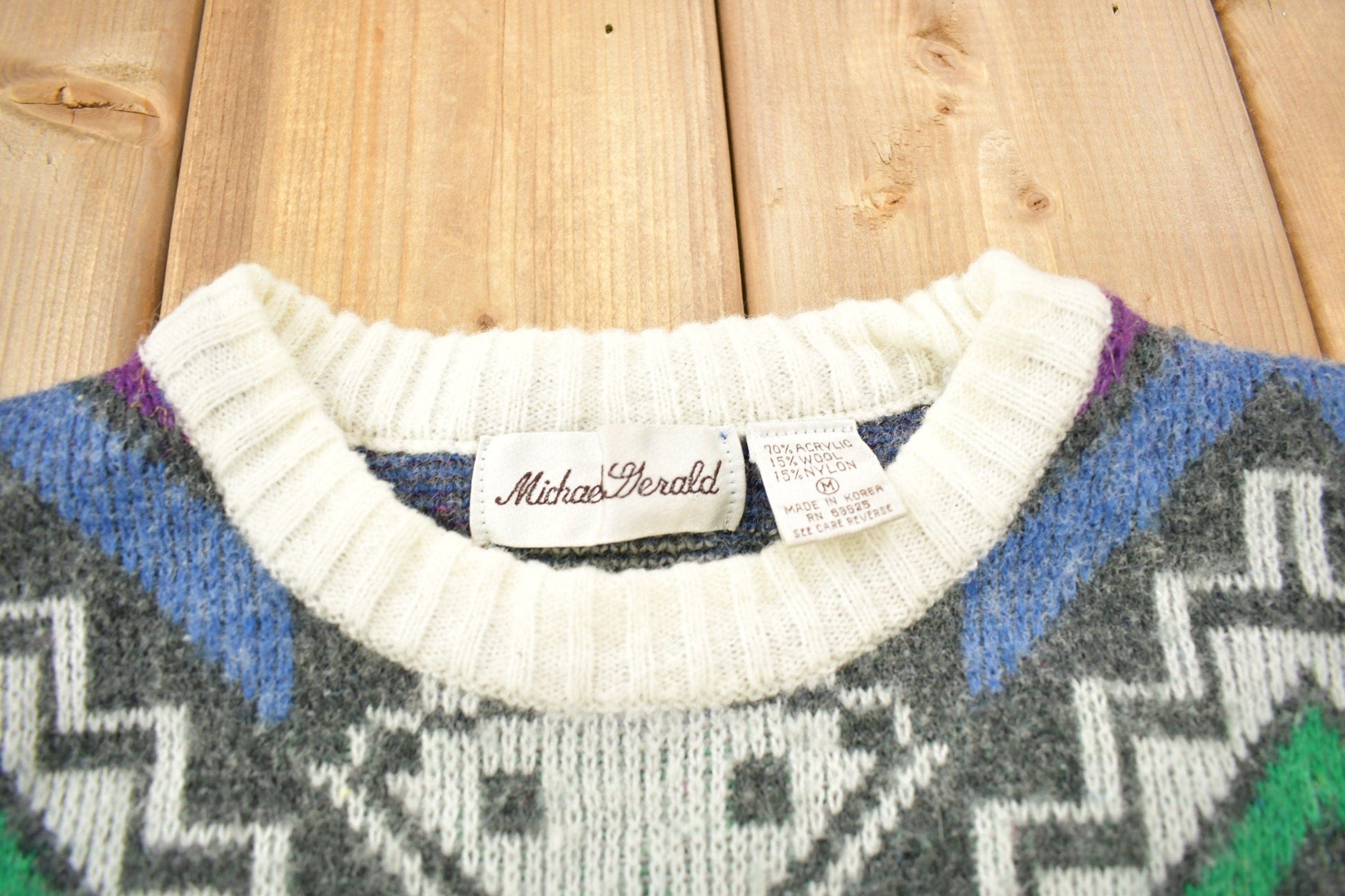 Vintage 1990s Michael Gerald Aztec Theme Knitted Sweater Men's Medium from propervintagecanada