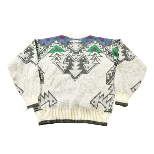 Vintage 1990s Michael Gerald Aztec Theme Knitted Sweater Men's Medium from propervintagecanada