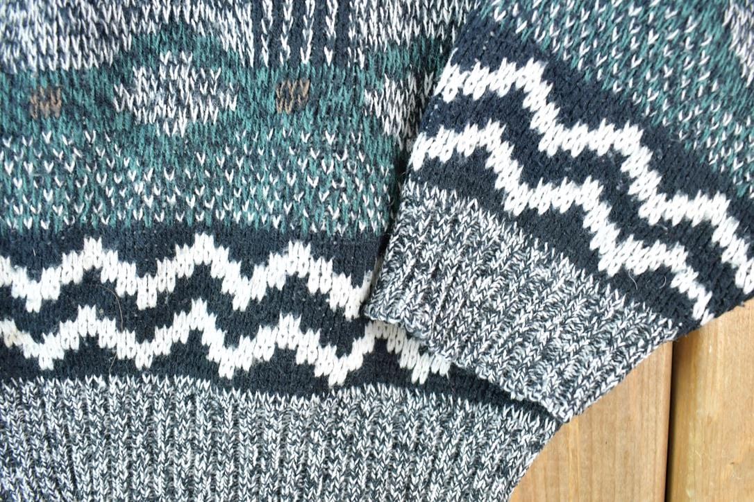 Vintage 1990s Michael Gerald Knit Abstract Pattern Crewneck Sweater Made In 90s Crewneck Men's Large from propervintagecanada