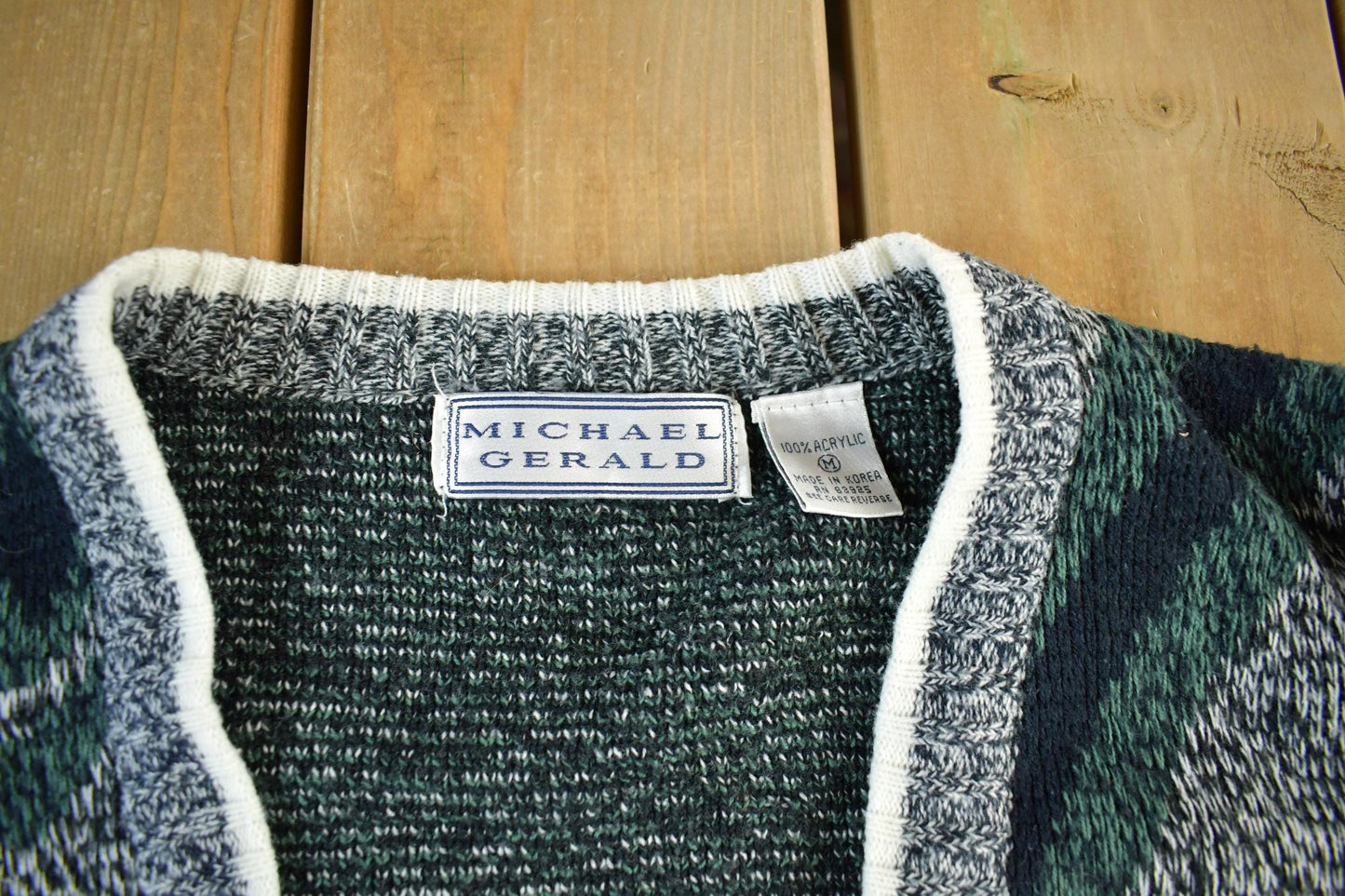 Vintage 1990s Michael Gerald Knit Cardigan Sweater Men's Medium from propervintagecanada