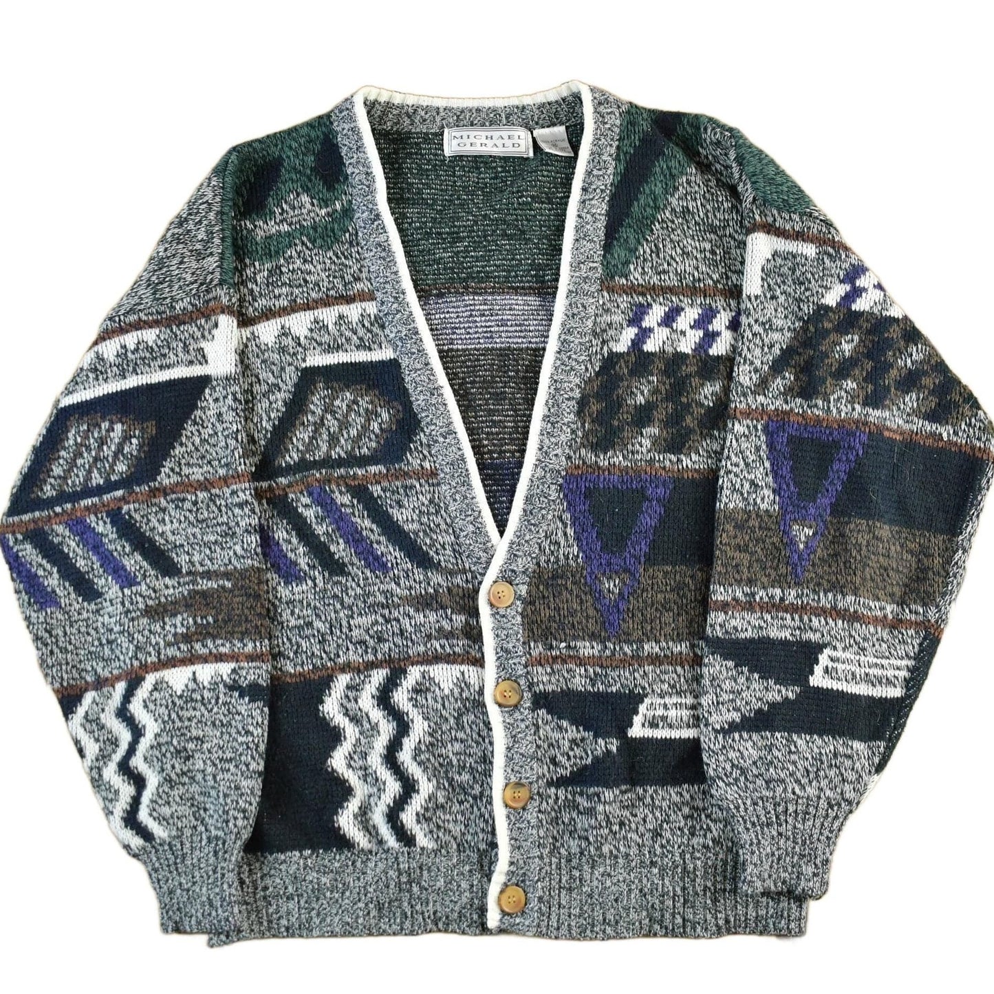 Vintage 1990s Michael Gerald Knit Cardigan Sweater Men's Medium from propervintagecanada