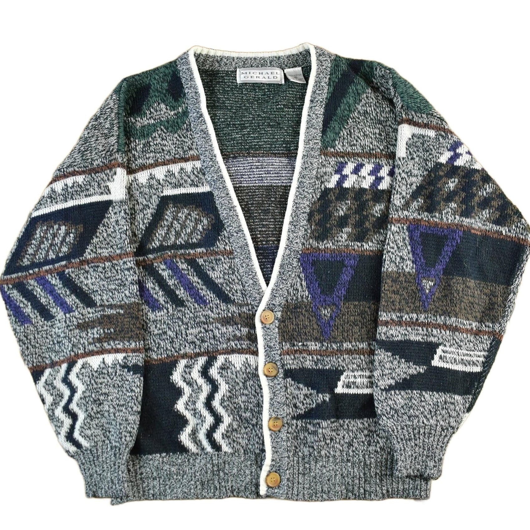 Vintage 1990s Michael Gerald Knit Cardigan Sweater Men's Medium from propervintagecanada