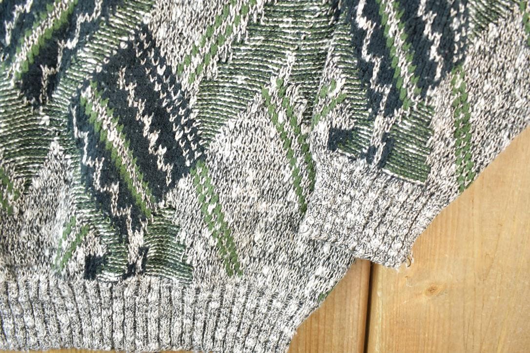 Vintage 1990s Michael Herald Knit Abstract Pattern Crewneck Sweater Mens L from propervintagecanada