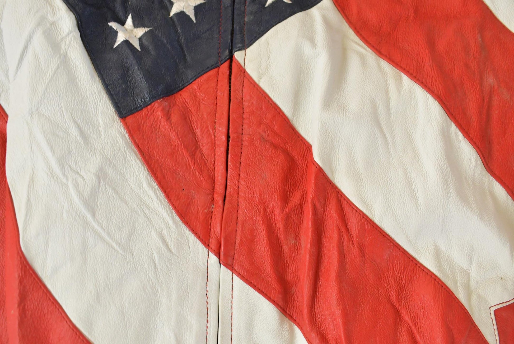 Vintage 1990s Michael Hoban Wheremi American Flag USA Leather Jacket Men's XL / Leather Coat / Streetwear Fashion / Patriotic from propervintagecanada