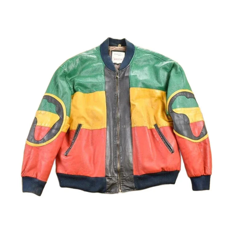 Vintage 1990s Michael Hoban Whermi Africa Themed Leather Jacket from propervintagecanada