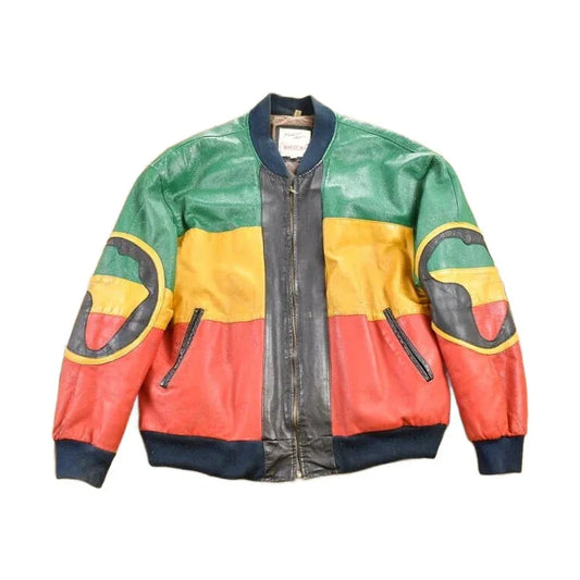 Vintage 1990s Michael Hoban Whermi Africa Themed Leather Jacket from propervintagecanada