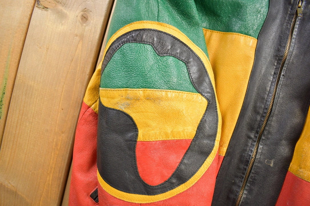 Vintage 1990s Michael Hoban Whermi Africa Themed Leather Jacket from propervintagecanada
