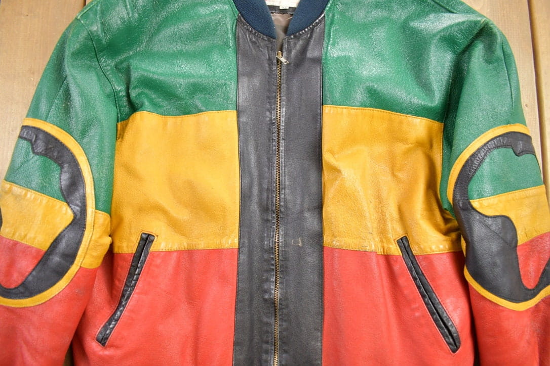 Vintage 1990s Michael Hoban Whermi Africa Themed Leather Jacket from propervintagecanada