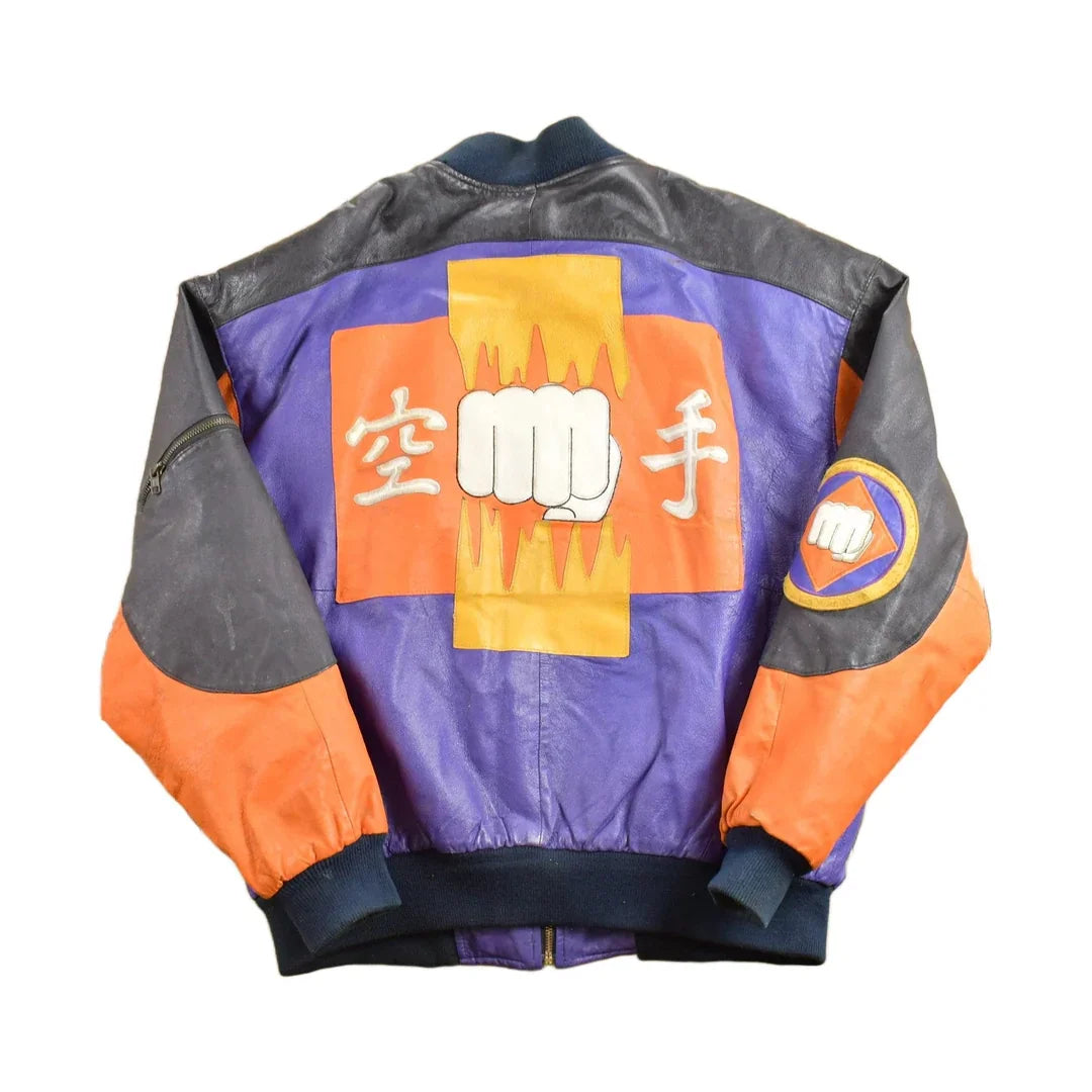 Vintage 1990s Micheal Hoban Martial Arts Patchwork Leather Jacket Men's XL from propervintagecanada