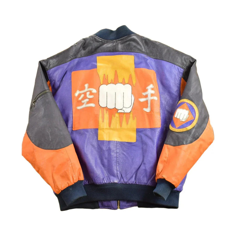 Vintage 1990s Micheal Hoban Martial Arts Patchwork Leather Jacket Men's XL from propervintagecanada