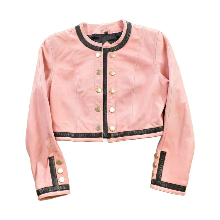 Vintage 1990s Micheal Hoban North Beach Cropped Leather Jacket from propervintagecanada