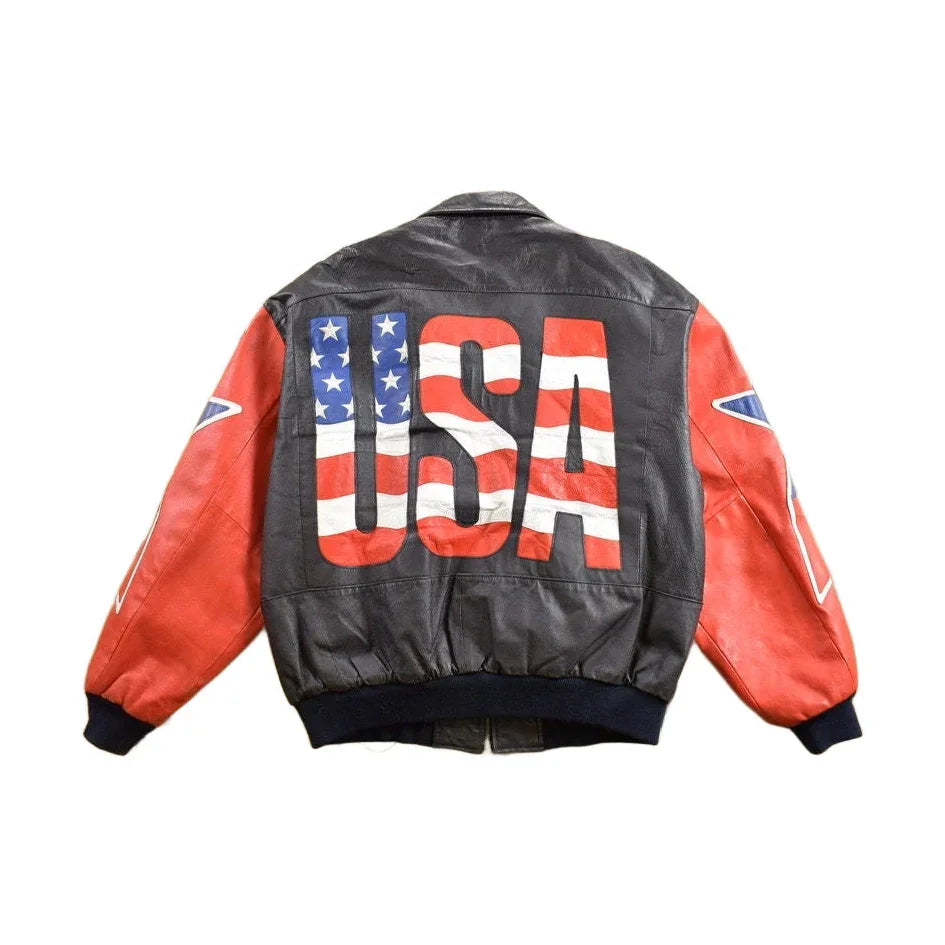 Vintage 1990s Micheal Hoban USA Patchwork Leather Jacket Men's XL from propervintagecanada