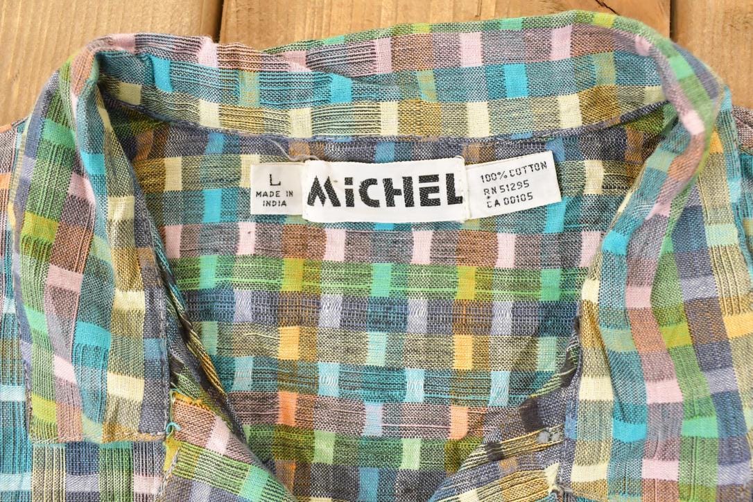 Vintage 1990s Michel Abstract Button Up Shirt Men's L from propervintagecanada