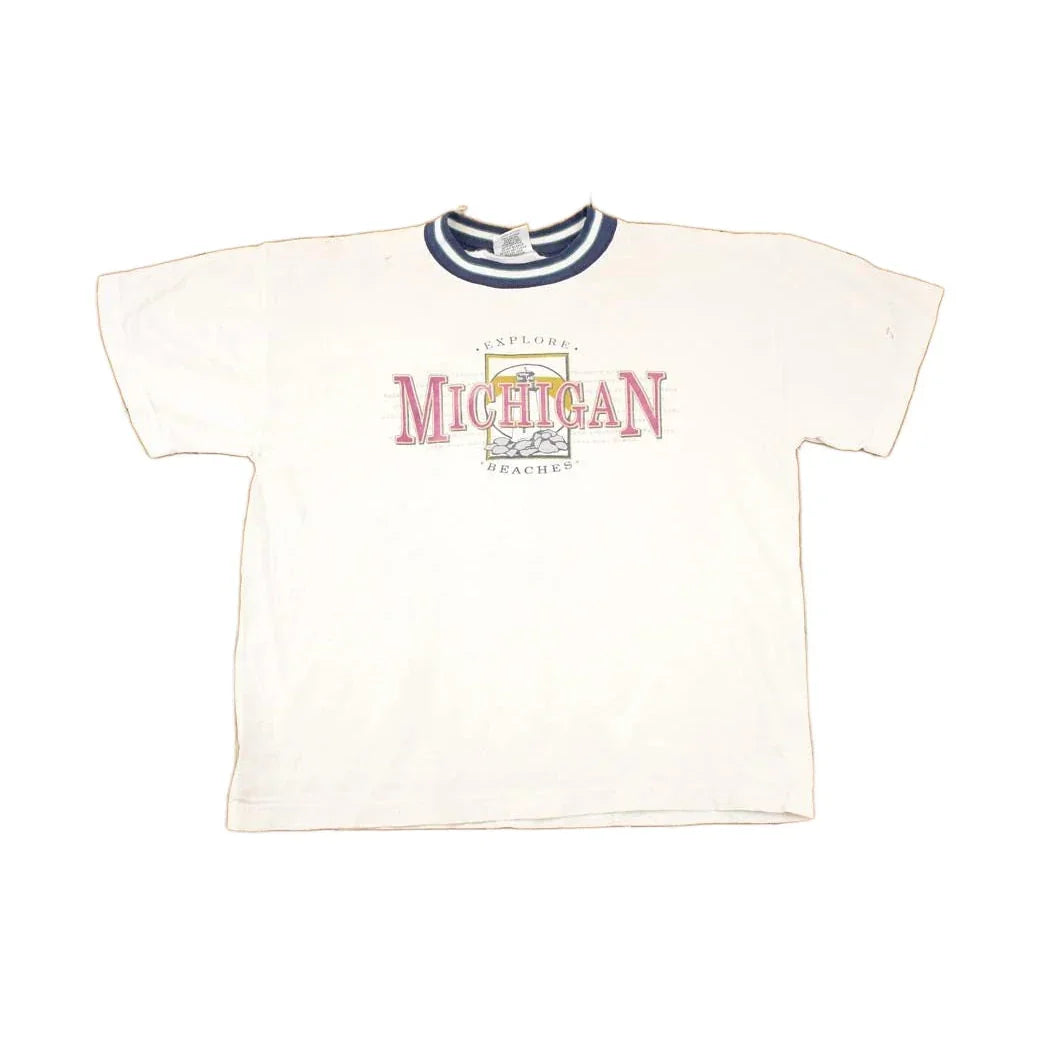 Vintage 1990s Michigan Beaches Souvenir Travel T-Shirt Men's L from propervintagecanada