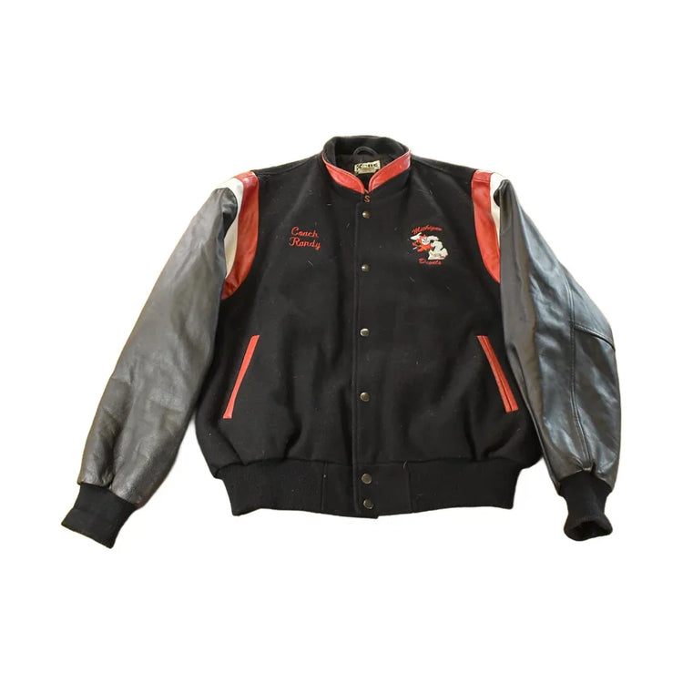Vintage 1990s Michigan Devils Hockey Wool Leather Varsity Jacket Men's XL from propervintagecanada