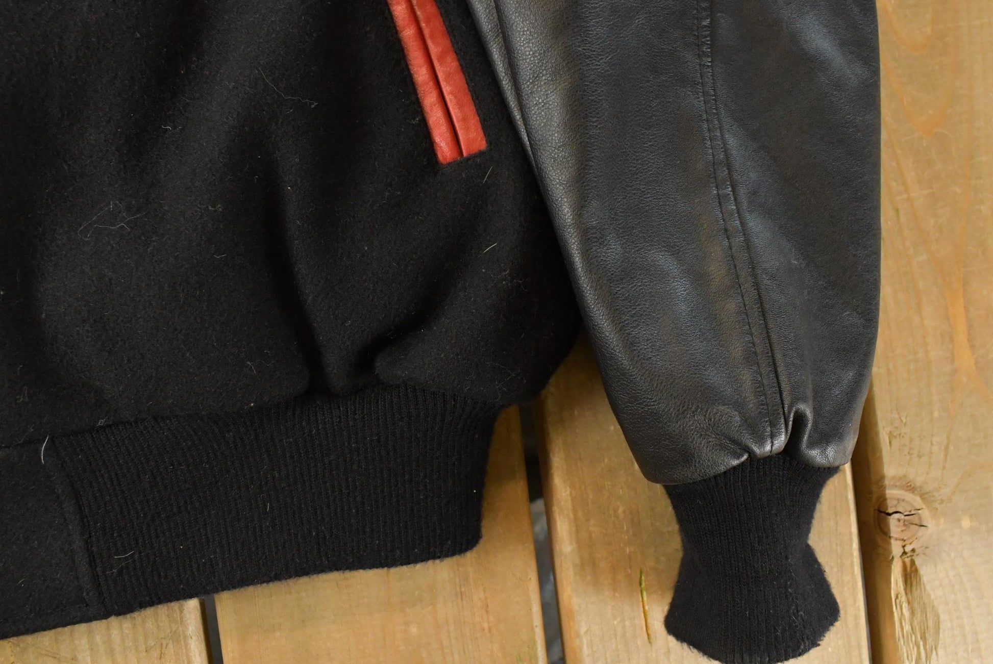 Vintage 1990s Michigan Devils Hockey Wool Leather Varsity Jacket Men's XL from propervintagecanada