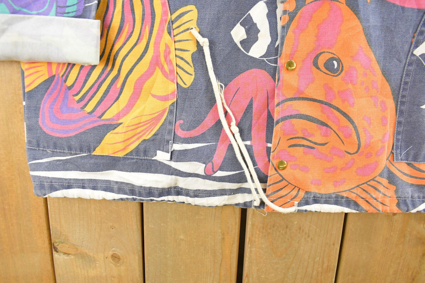 Vintage 1990s Michigan Rag Co Fishing Themed Hooded Jacket Men's XL from propervintagecanada