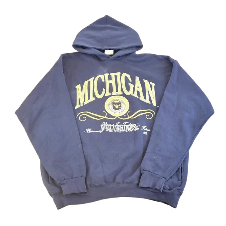 Vintage 1990s Michigan Wolverines Hoodie Sweatshirt Men's L from propervintagecanada