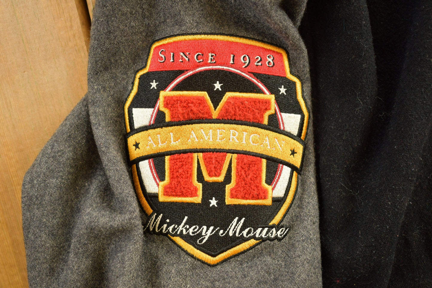 Vintage 1990s Mickey Embroidered Disney Varsity Jacket Men's Large from propervintagecanada