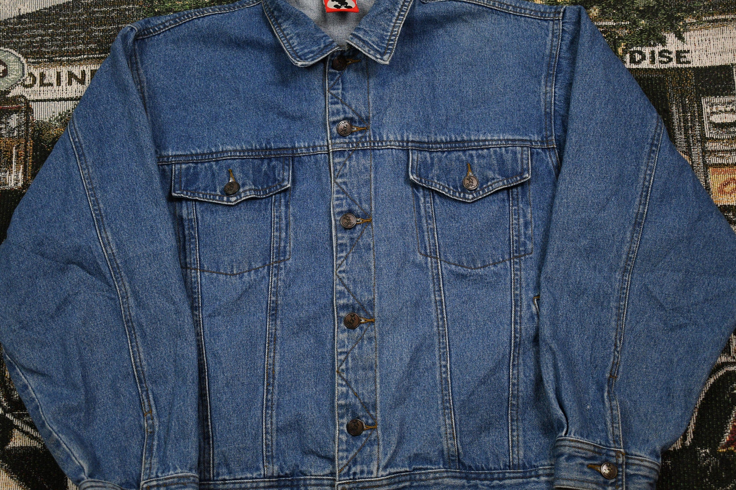 Vintage 1990s Mickey Inc Disney Embroidered Jean Jacket Men's Medium from propervintagecanada