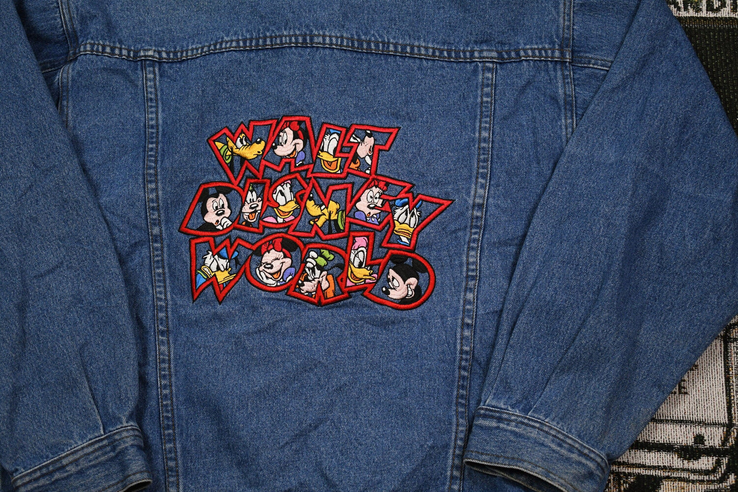 Vintage 1990s Mickey Inc Disney Embroidered Jean Jacket Men's Medium from propervintagecanada