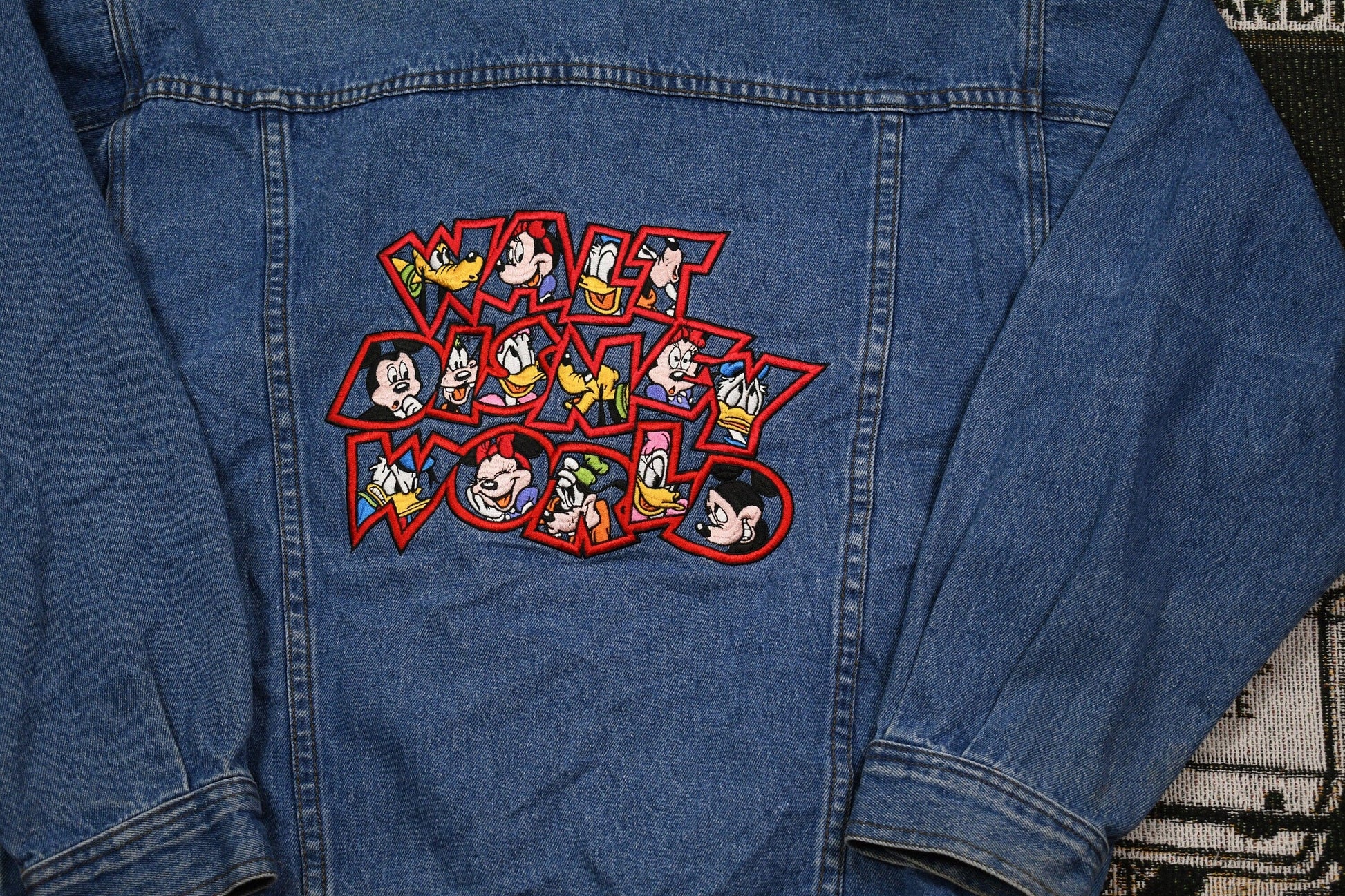 Vintage 1990s Mickey Inc Disney Embroidered Jean Jacket Men's Medium from propervintagecanada