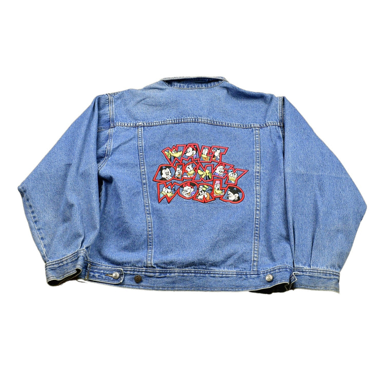 Vintage 1990s Mickey Inc Disney Embroidered Jean Jacket Men's Medium from propervintagecanada