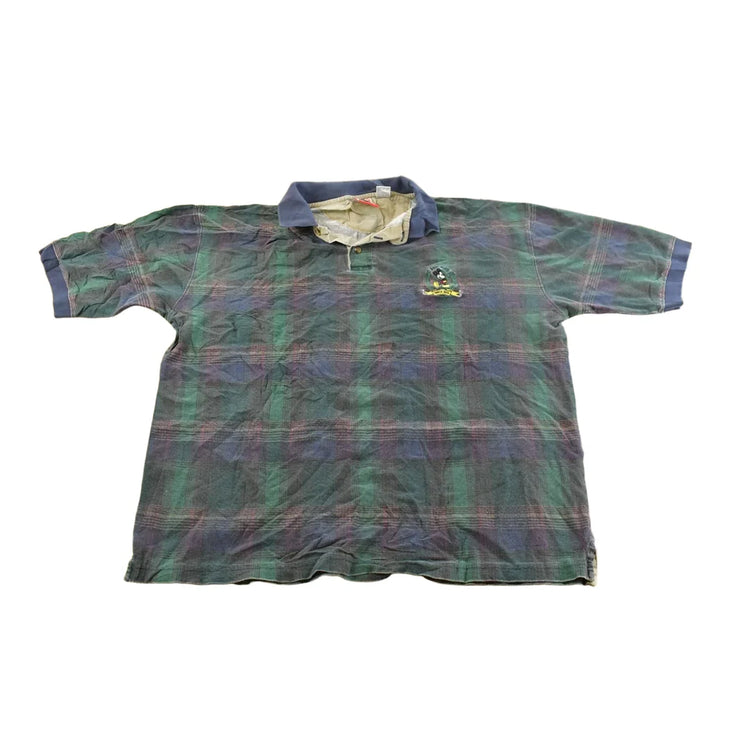 Vintage 1990s Mickey Inc Mickey Mouse Plaid Polo Shirt Men's 2XL from propervintagecanada