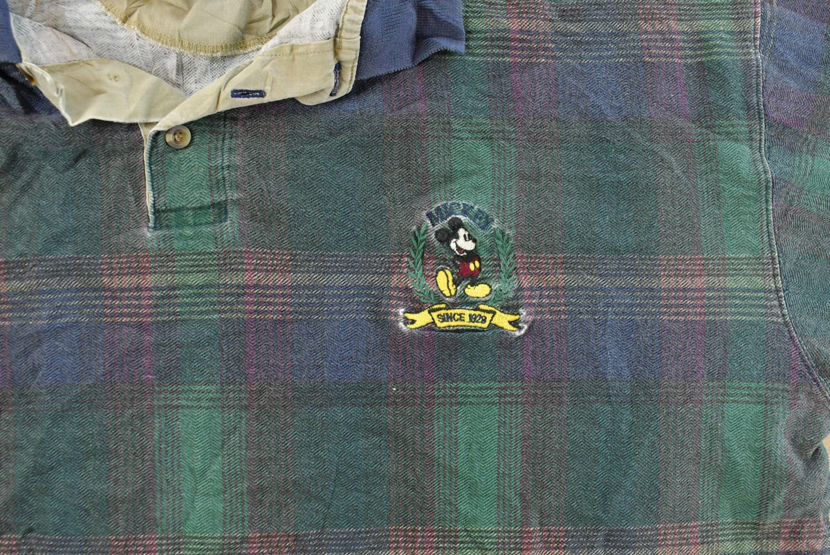 Vintage 1990s Mickey Inc Mickey Mouse Plaid Polo Shirt Men's 2XL from propervintagecanada