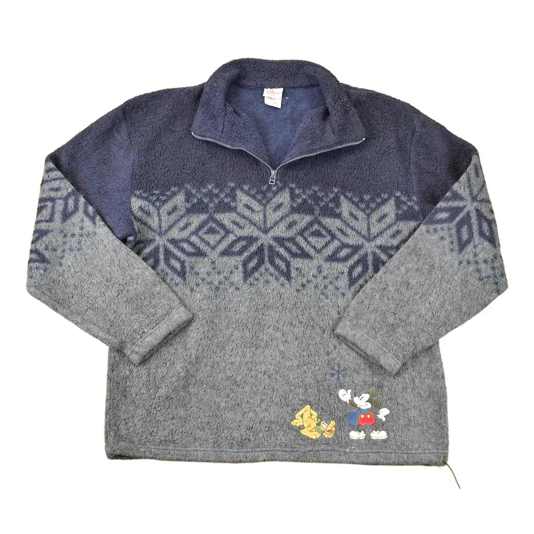 Vintage 1990s Mickey Mouse Disney Adventure Ahead Fleece Outdoorsman Sweater Men's L / 90s Winter Pluto Sweatshirt / Quarter Zip from propervintagecanada