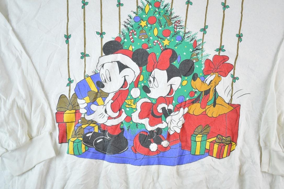 Vintage 1990s Mickey Mouse Disney Christmas Crewneck Men's 2XL from propervintagecanada