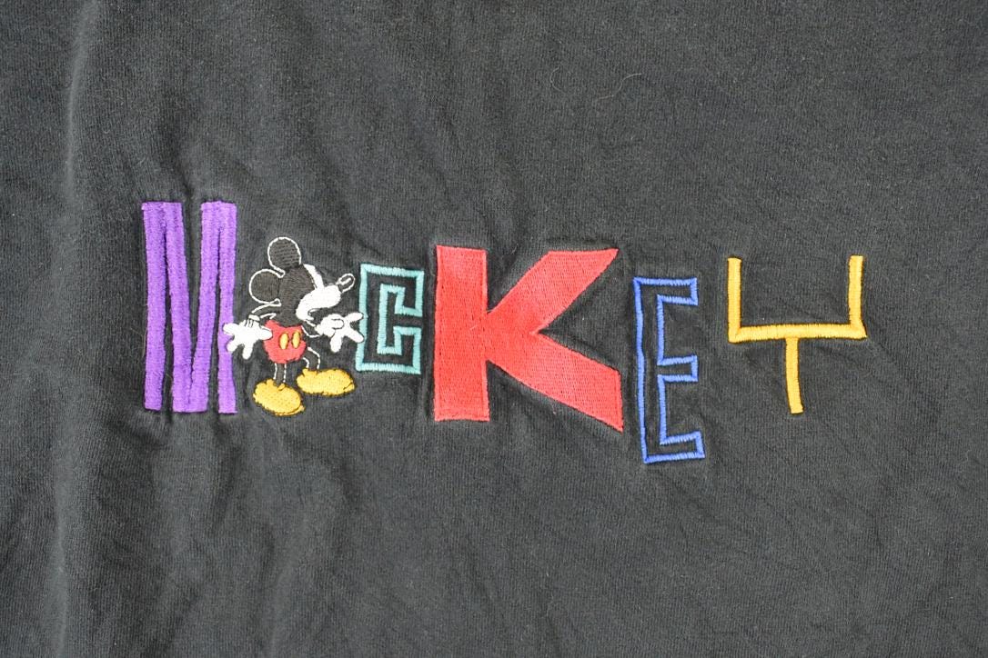 Vintage 1990s Mickey Mouse Embroidered Disney T-Shirt Men's L / Walt Disney World / 90s Mickey Mouse / Retro Cartoon Promo from propervintagecanada