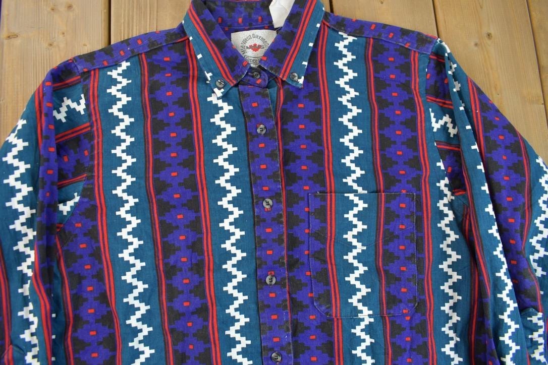 Vintage 1990s Mid-West Garment Co South Western Cowboy Style Button Up Shirt Men's Large from propervintagecanada