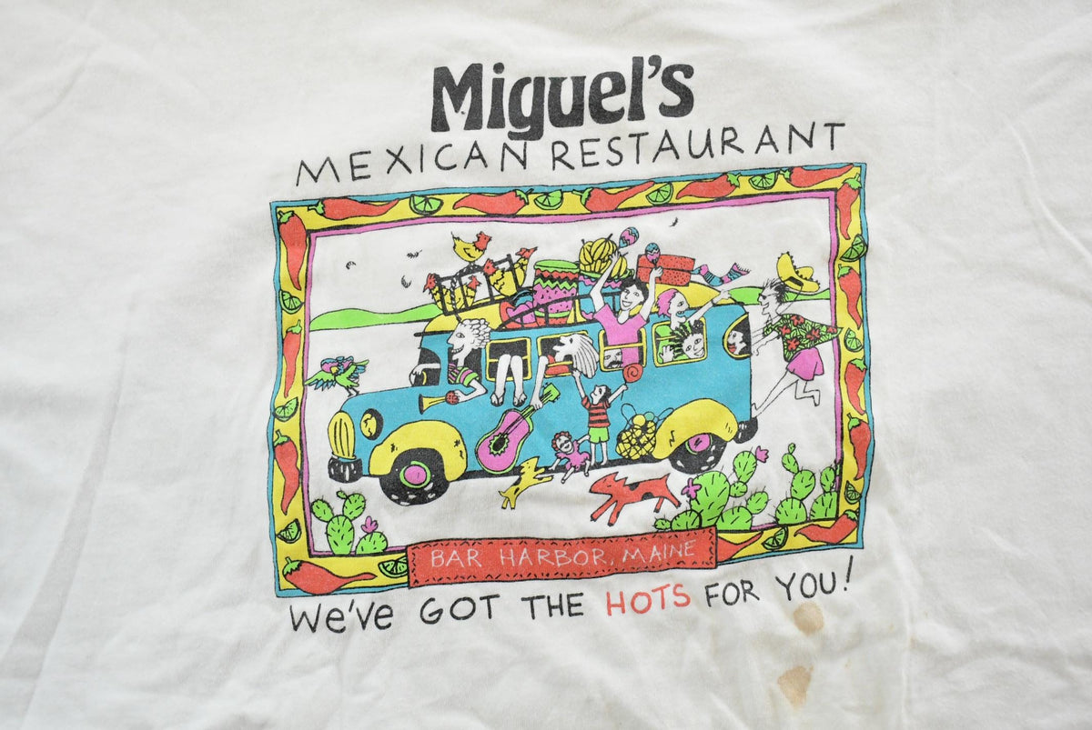 Vintage 1990s Miguels Mexican Restaurant Souvenir T-Shirt Men's 2XL from propervintagecanada
