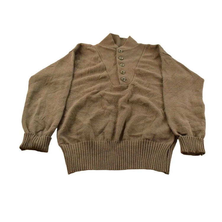 Vintage 1990s Military Henley Knit Sweater Men's M-L from propervintagecanada
