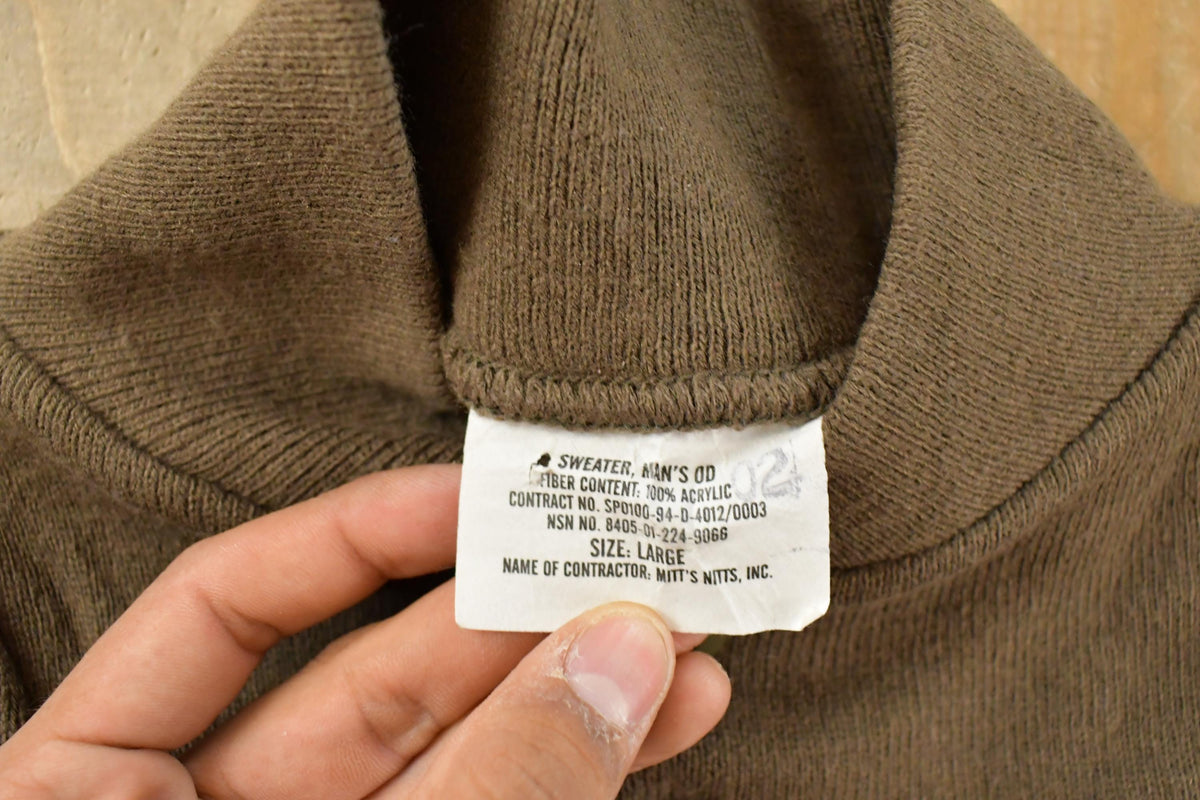 Vintage 1990s Military Henley Knit Sweater Men's M-L from propervintagecanada