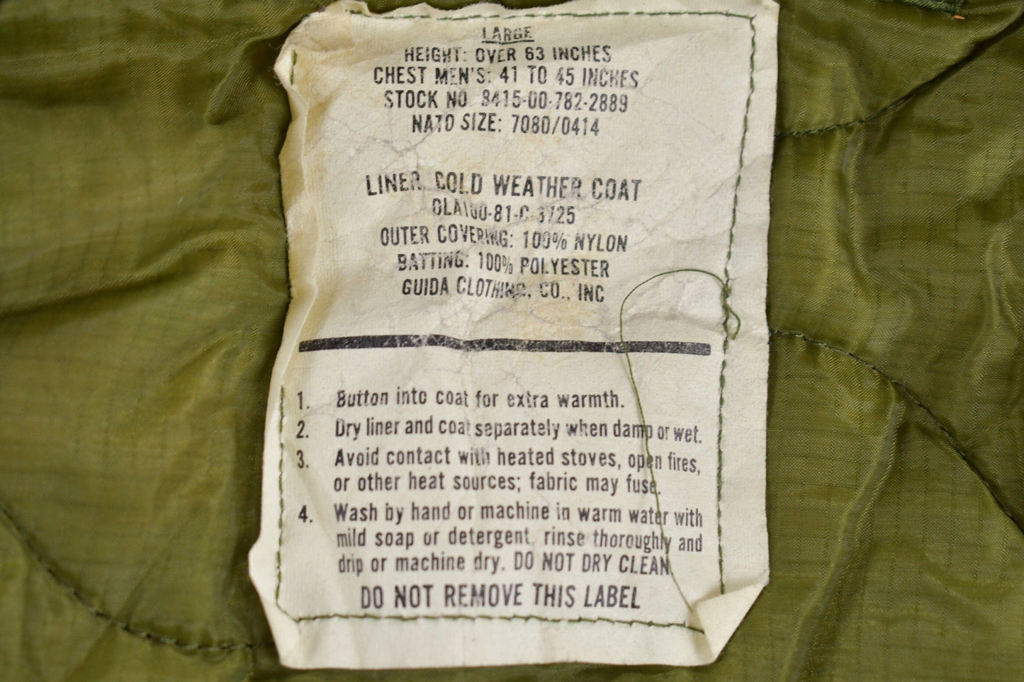 Vintage 1990s Military M65 Jacket Lining Men's Large from propervintagecanada