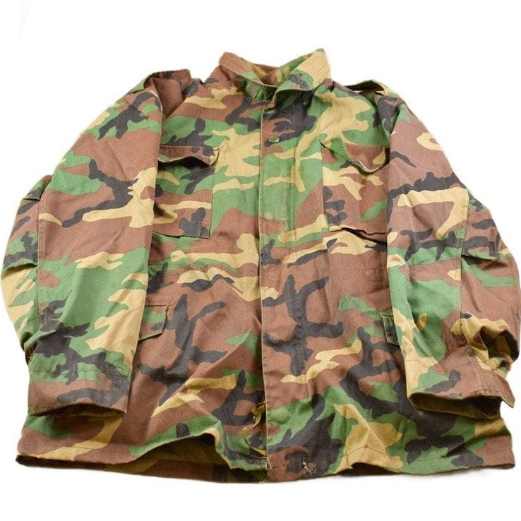 Vintage 1990s Military Woodland Camo Combat Shirt from propervintagecanada