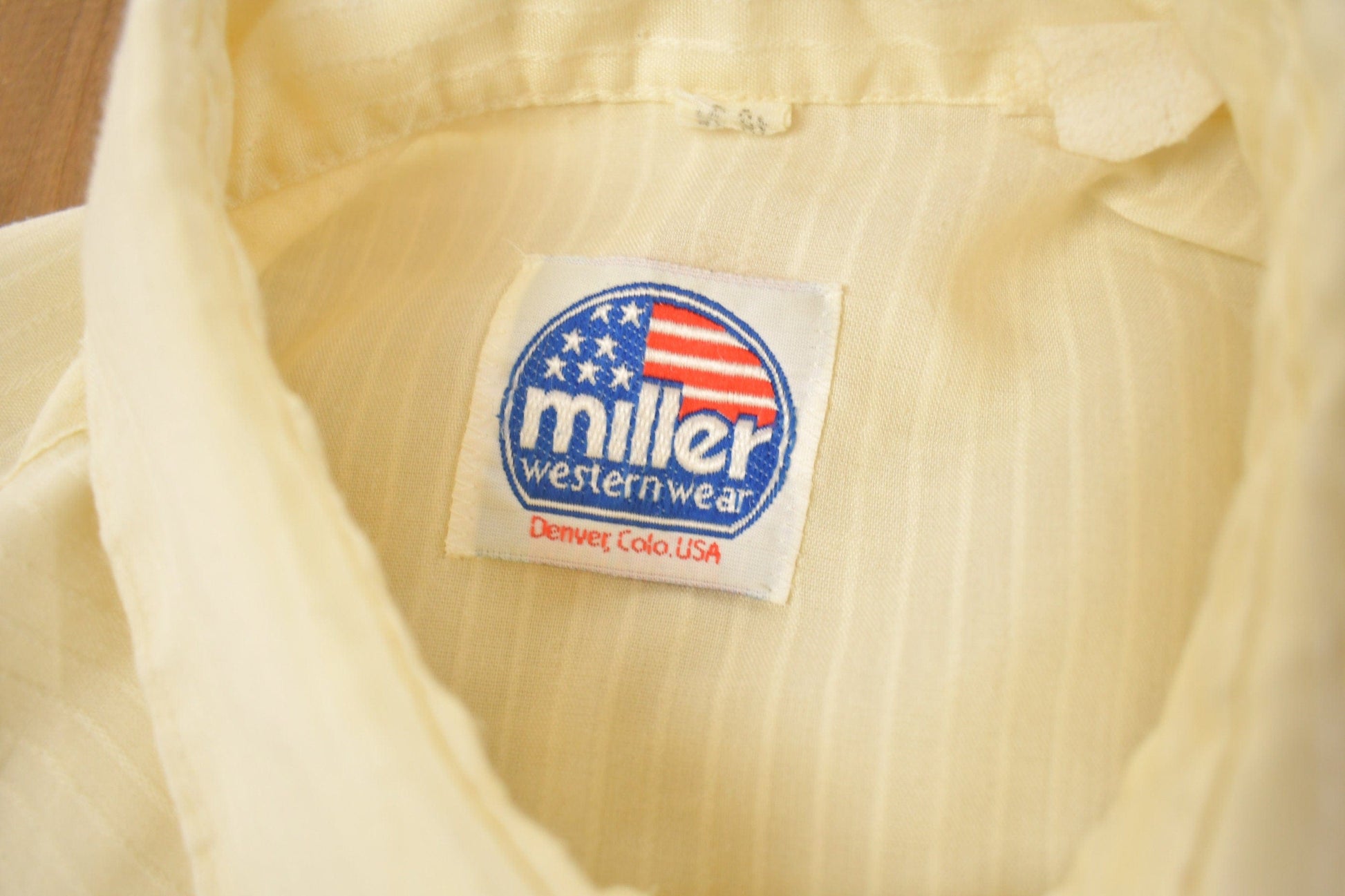 Vintage 1990s Miller Westernwear Blank Yellow Button Up Shirt Men's Large from propervintagecanada