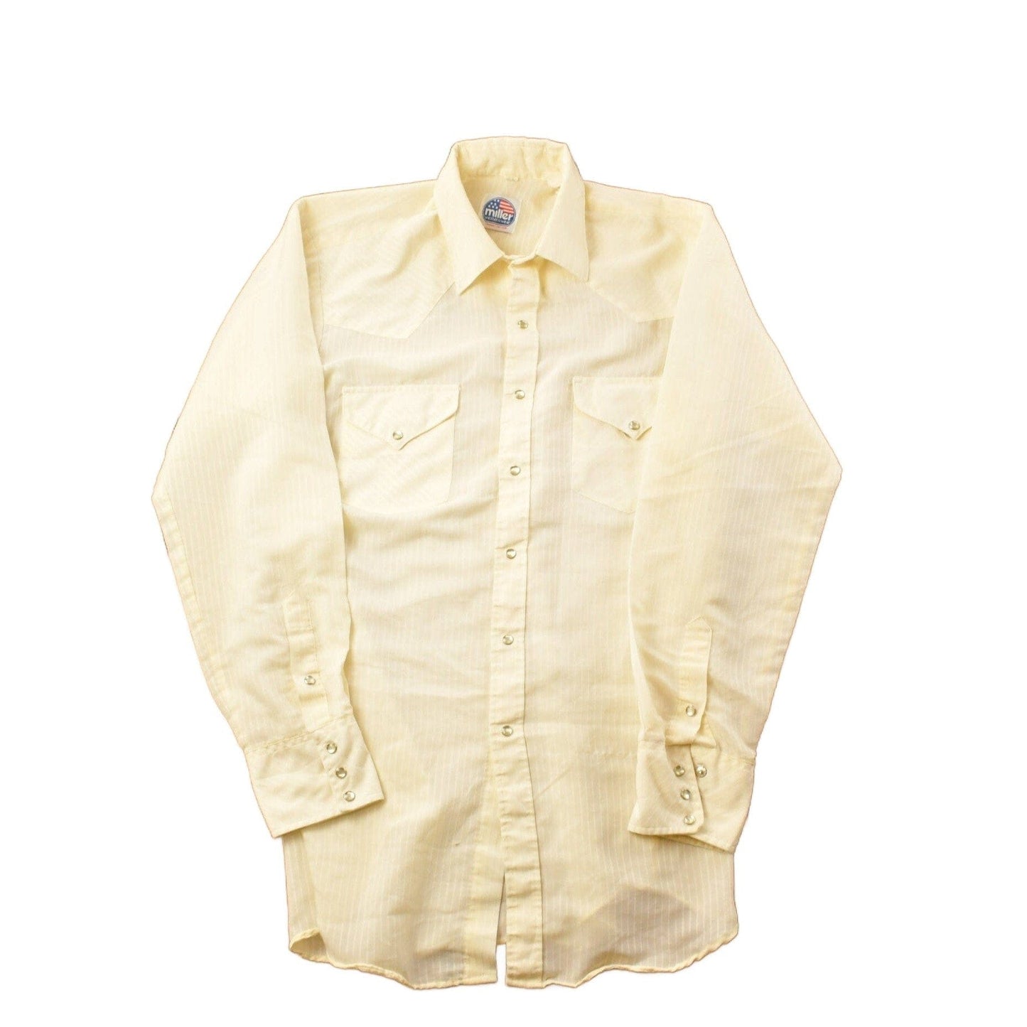 Vintage 1990s Miller Westernwear Blank Yellow Button Up Shirt Men's Large from propervintagecanada