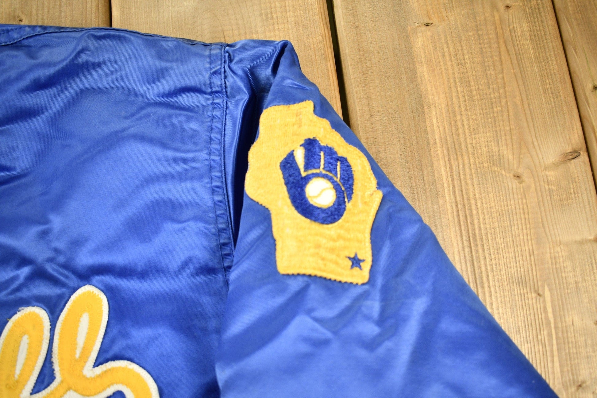 Vintage 1990s Milwaukee Brewers MLB Starter Diamond Collection Satin Bomber Jacket Men's Large from propervintagecanada