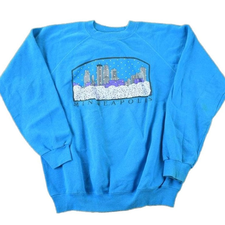 Vintage 1990s Minneapolis Winter City Souvenir Crewneck Sweatshirt Made In USA Men's Large from propervintagecanada