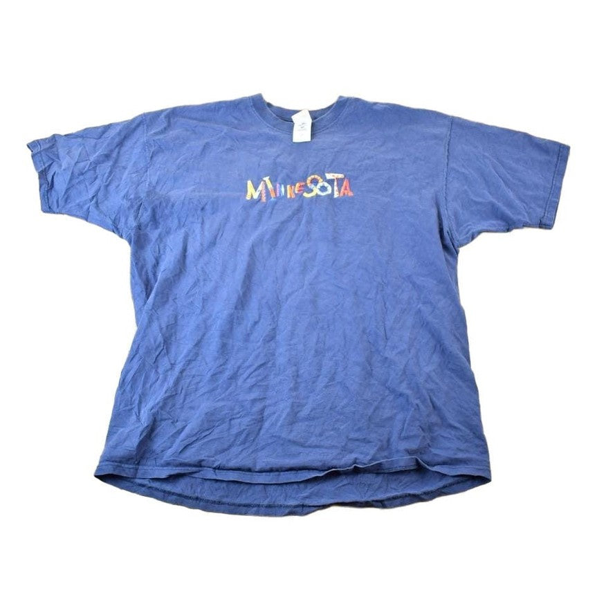 Vintage 1990s Minnesota Abstract Font Souvenir Single Stitch Graphic Print T-Shirt Made In USA Men's XL from propervintagecanada