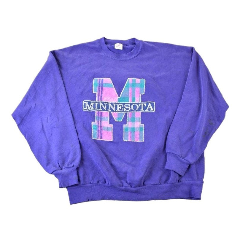 Vintage 1990s Minnesota Big Plaid M Souvenir Crewneck Sweatshirt Made In USA Men's XL from propervintagecanada