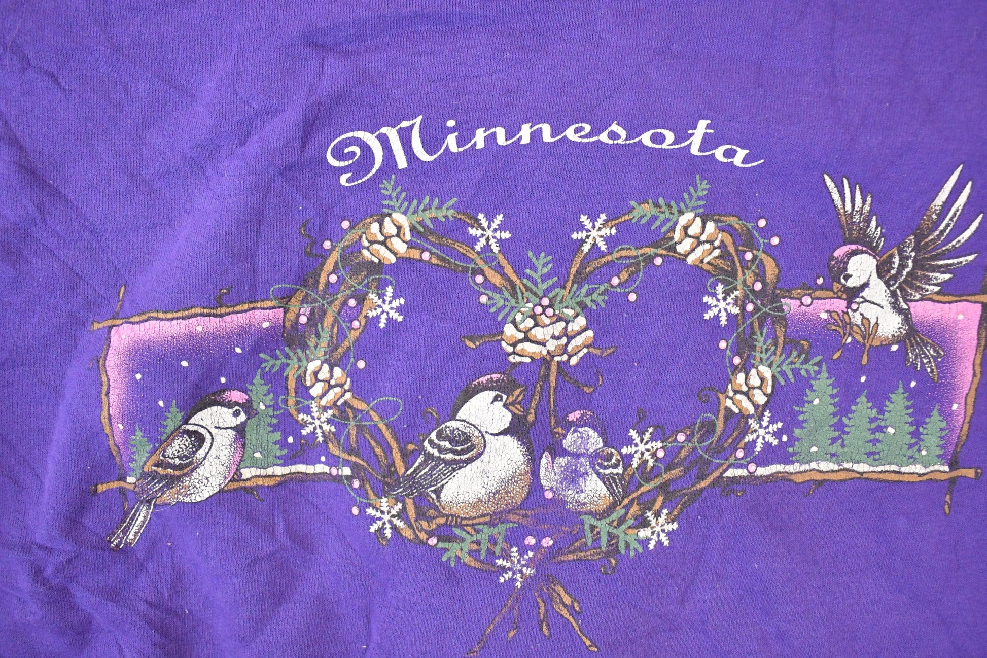 Vintage 1990s Minnesota Cute Love Birds Graphic Print Crewneck Sweatshirt Womens L from propervintagecanada