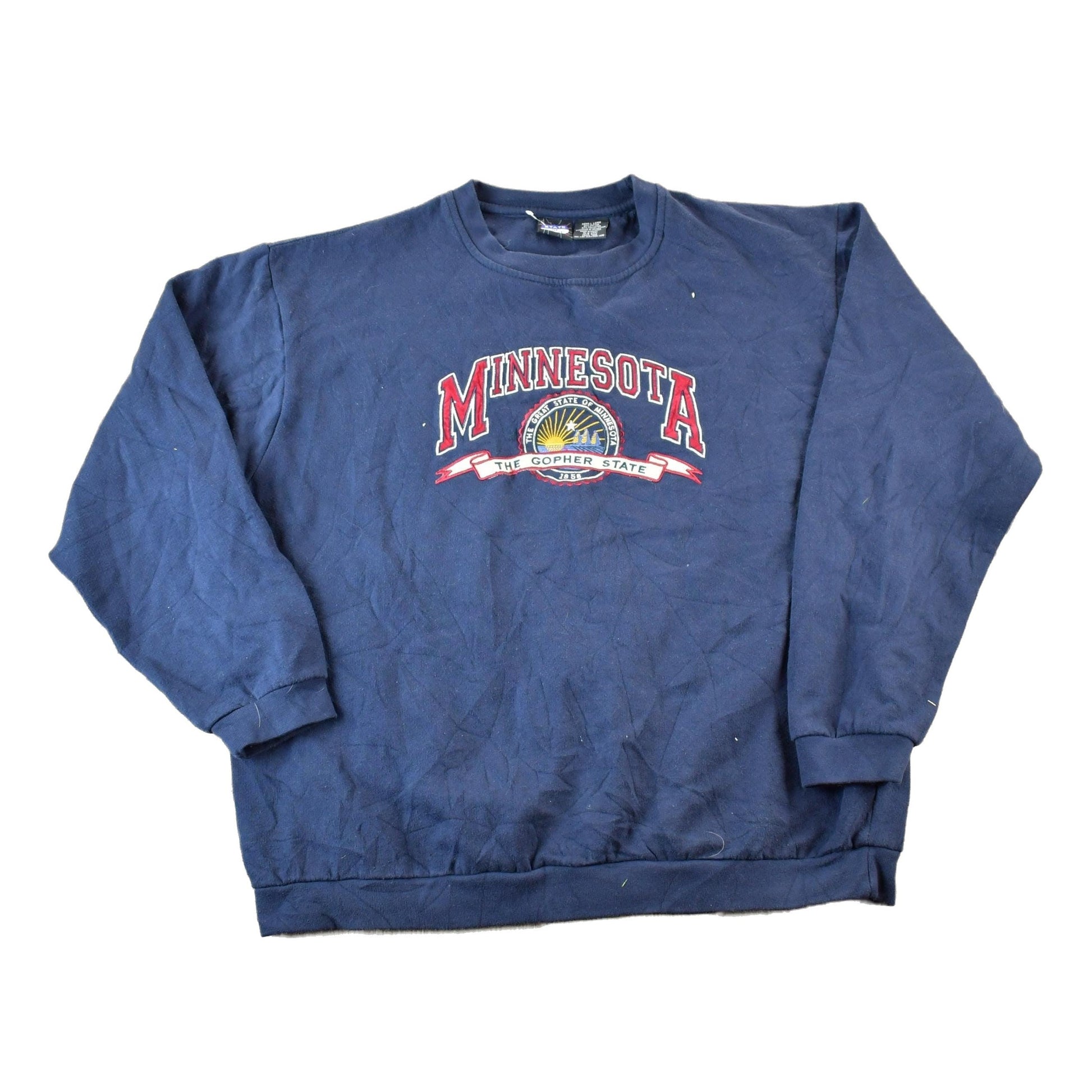 Vintage 1990s Minnesota Embroidered Gopher State Souvenir Crewneck Sweatshirt Men's XL from propervintagecanada