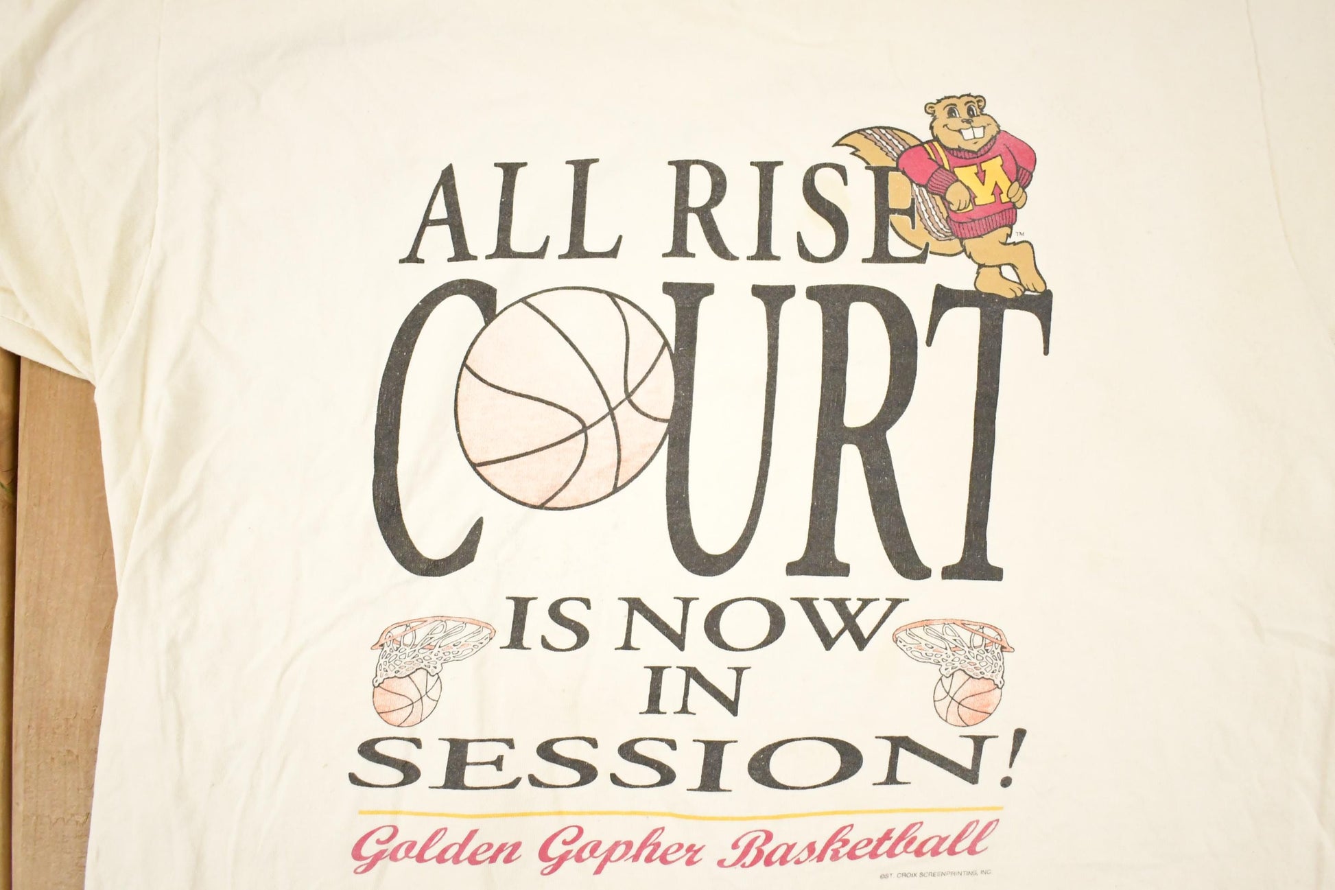 Vintage 1990s Minnesota Golden Gophers Basketball Thrashed Collegiate T-Shirt Men's XL from propervintagecanada