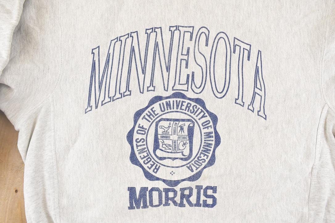 Vintage 1990s Minnesota Morris Crewneck Sweatshirt Men's L / NCAA College Spellout / 90s Collegiate Sweater / Heavyweight from propervintagecanada