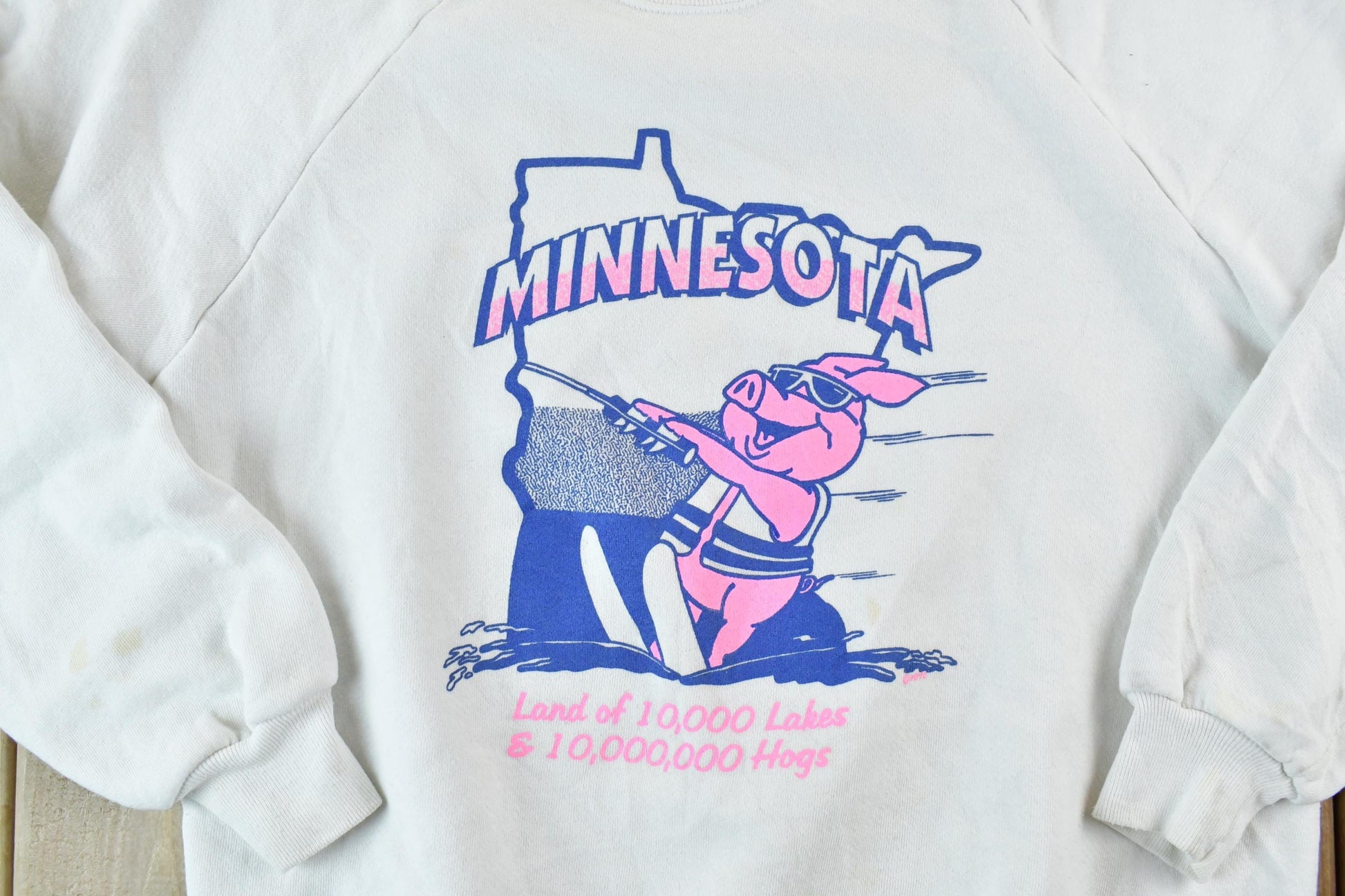 Vintage 1990s Minnesota Ski Pig 1000 Lakes Souvenir Crewneck Sweatshirt Men's Large from propervintagecanada