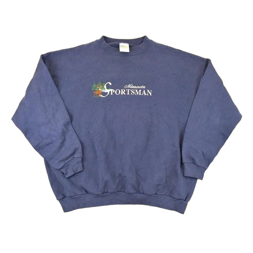 Vintage 1990s Minnesota Sportsman Embroidered Deer Crewneck Sweatshirt Mens XL from propervintagecanada